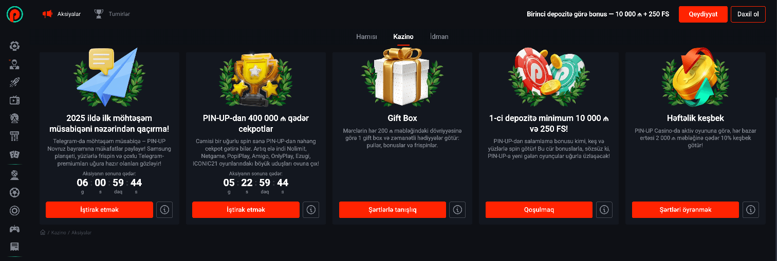 Bonus Proqramı Pin Up Kazinoda Bonus Təklifləri